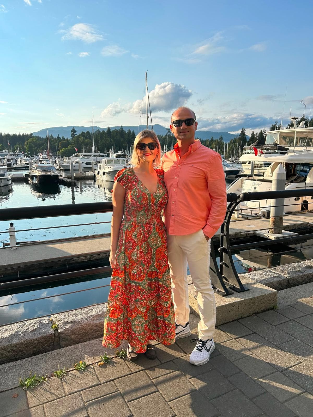 Silviu and his wife Irina on a summer evening by the water in Vancouver.